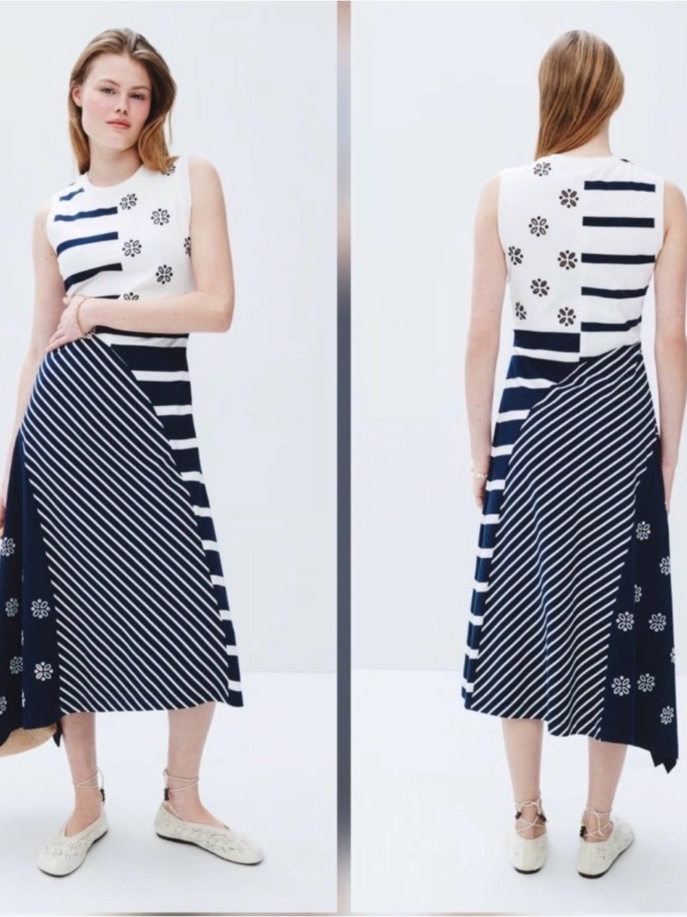 TANYA TAILOR CASSIDY DRESS NAVY BLUE & WHITE SIZE M NWOT